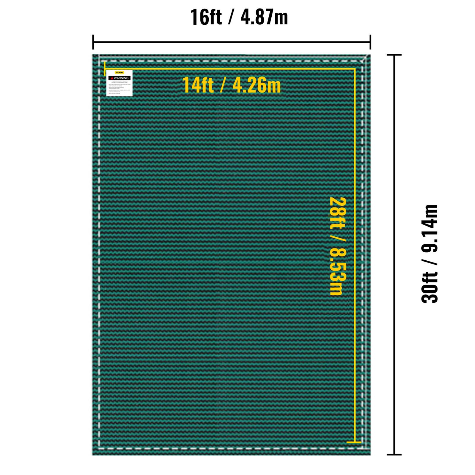 16ft / 4.87m, 14ft / 4.26m, 28ft / 8.53m, 9.14m / 30ft