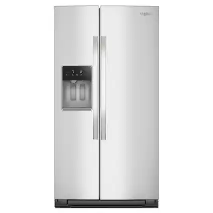 Front. Whirlpool - 21 Cu. Ft. Side-by-Side Counter-Depth Refrigerator with TruCool System - Fingerprint-Resistant Stainless Finish.
