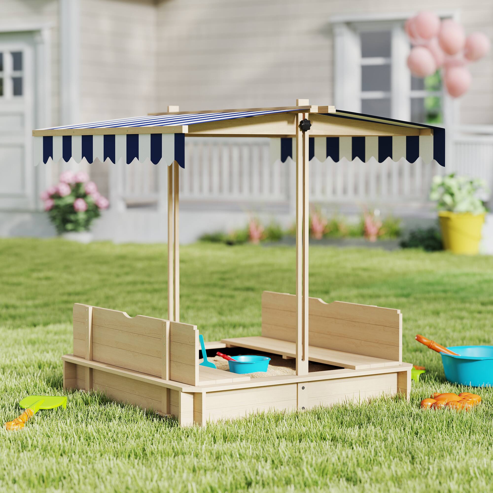 Alt View 1. Outsunny - Kids Sandbox with Cover.