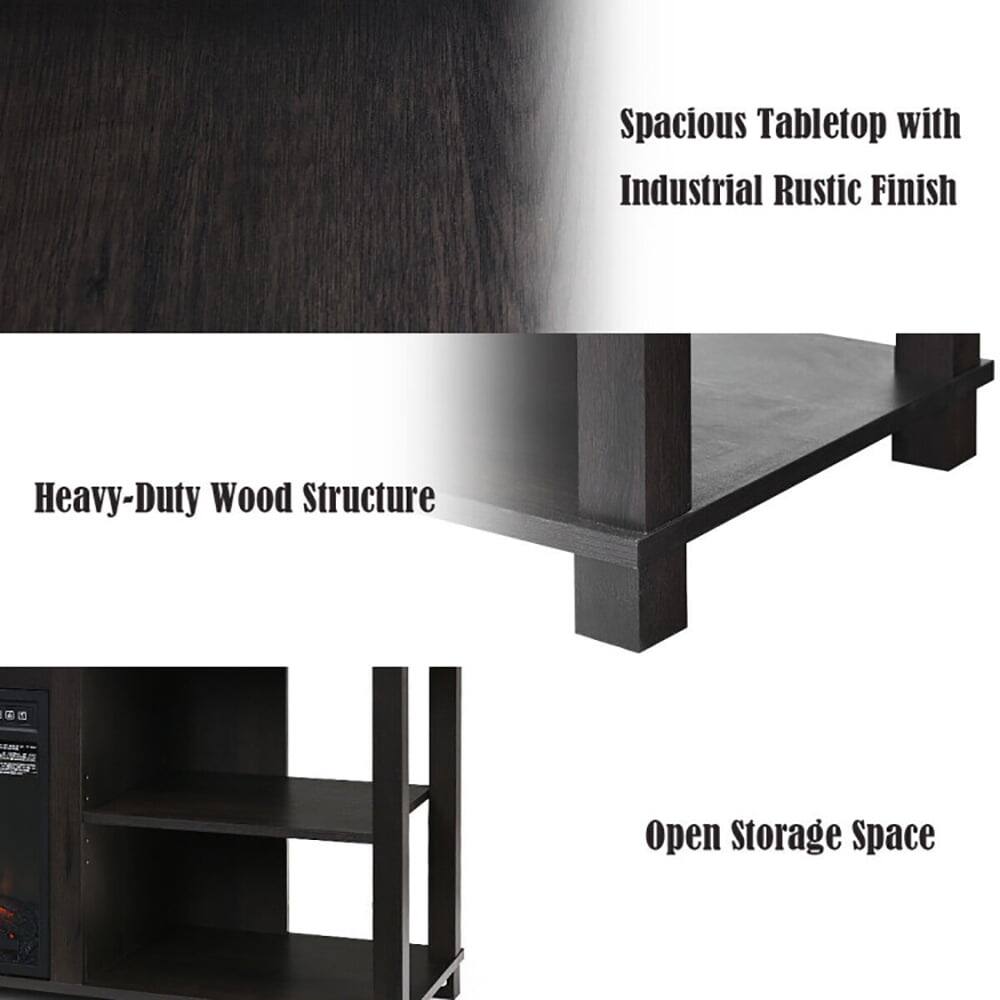 Spacious Tabletop with Industrial Rustic Finish  
Heavy-Duty Wood Structure  
Open Storage Space