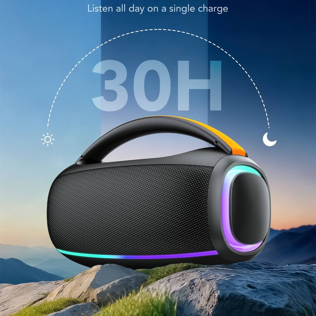 Listen all day on a single charge  
30H