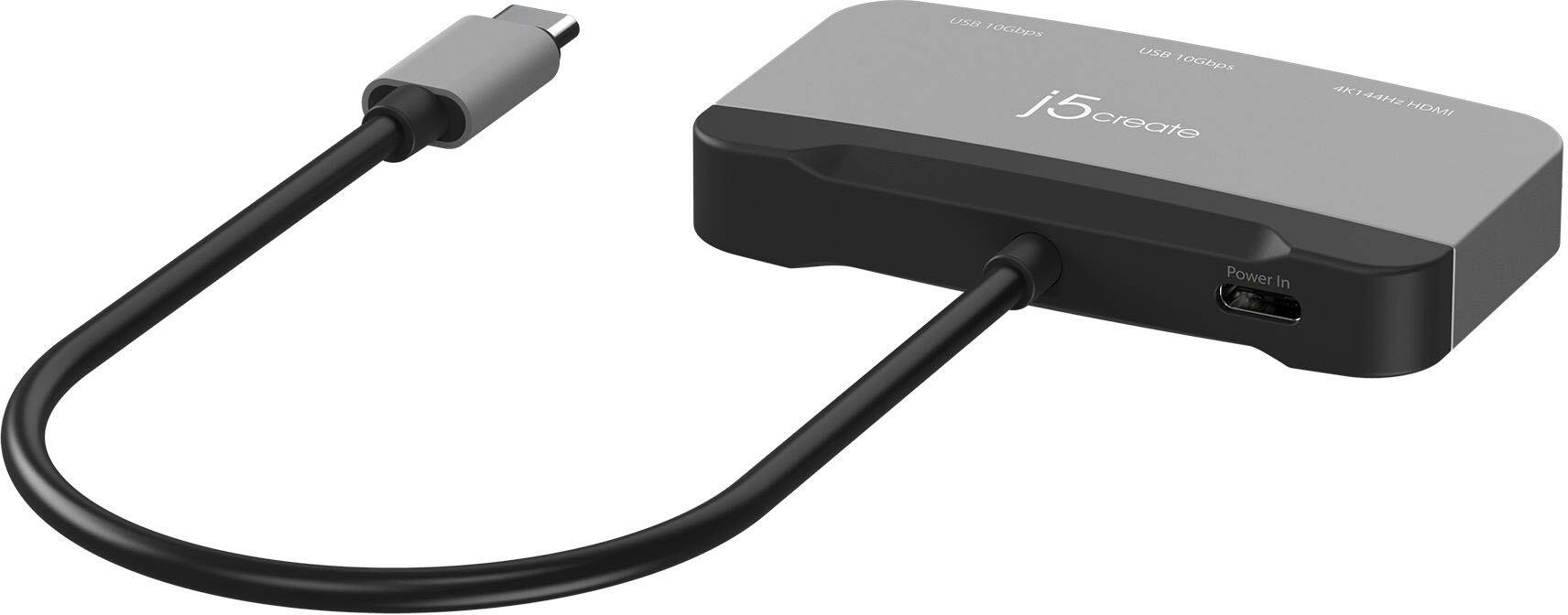 The text on the image reads: "10Gbps USB 10Gbpx j5create j5 create T 4144H2HDI 44H2 HDMI Power In A."