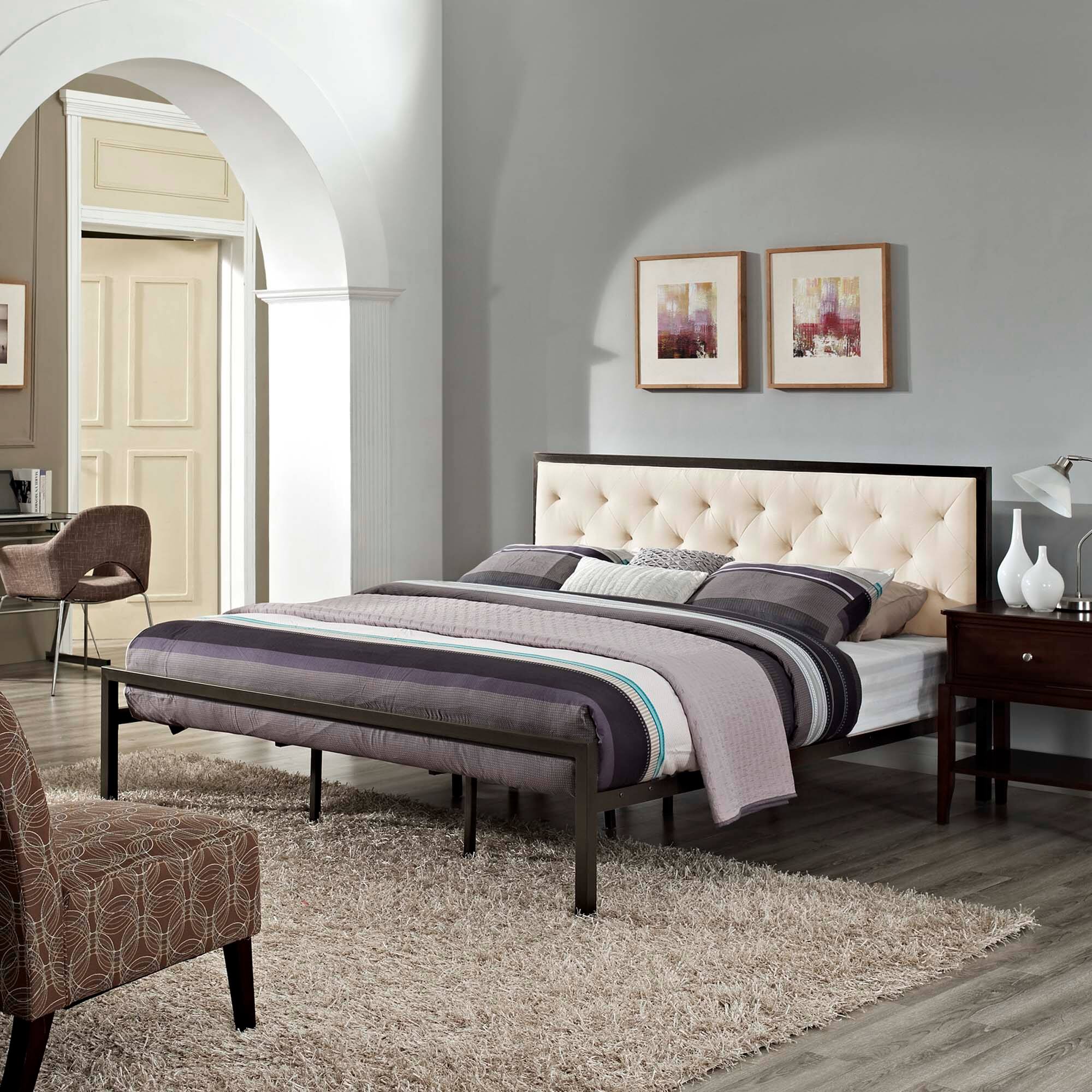 Alt View 3. Modway - Alina Platform Twin Bed Frame - White.