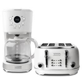 Haden - Heritage 4 Slice Wide Slot Toaster & 12 Cup Coffee Maker, Chrome - Ivory