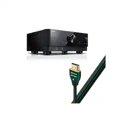 Yamaha - RX-V4A 5.1-Channel AV Receiver with MusicCast AudioQuest Forest 2.25m 8K-10K 48Gbps HDMI Cable (7.4ft) Bundle - Black