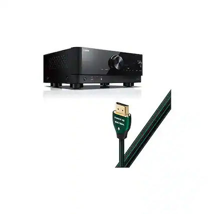 Front. Yamaha - Yamaha RX-V4A 5.1-Channel AV Receiver with MusicCast AudioQuest Forest 2.25m 8K-10K 48Gbps HDMI Cable (7.4ft) Bundle - Black.