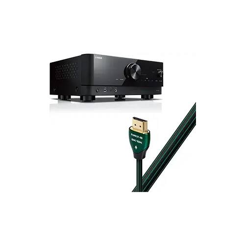Yamaha - RX-V4A 5.1-Channel AV Receiver with MusicCast AudioQuest Forest 2.25m 8K-10K 48Gbps HDMI Cable (7.4ft) Bundle - Black