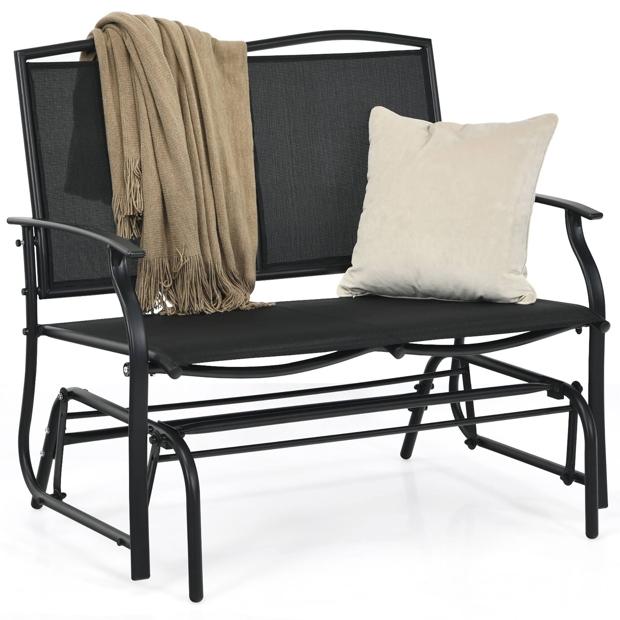 Alt View 8. Costway - Costway Patio Glider Rocking Bench Double 2 Person Chair Loveseat Garden - Black.