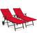 Front. Costway - 2PCS Aluminum Rattan Lounger Recliner 5-Position Adjustable Chair - Red.