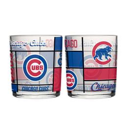 Logo Brands - Chicago Cubs 12oz. Quilted Stained Two-Pack Rocks Glass Set - Multicolor