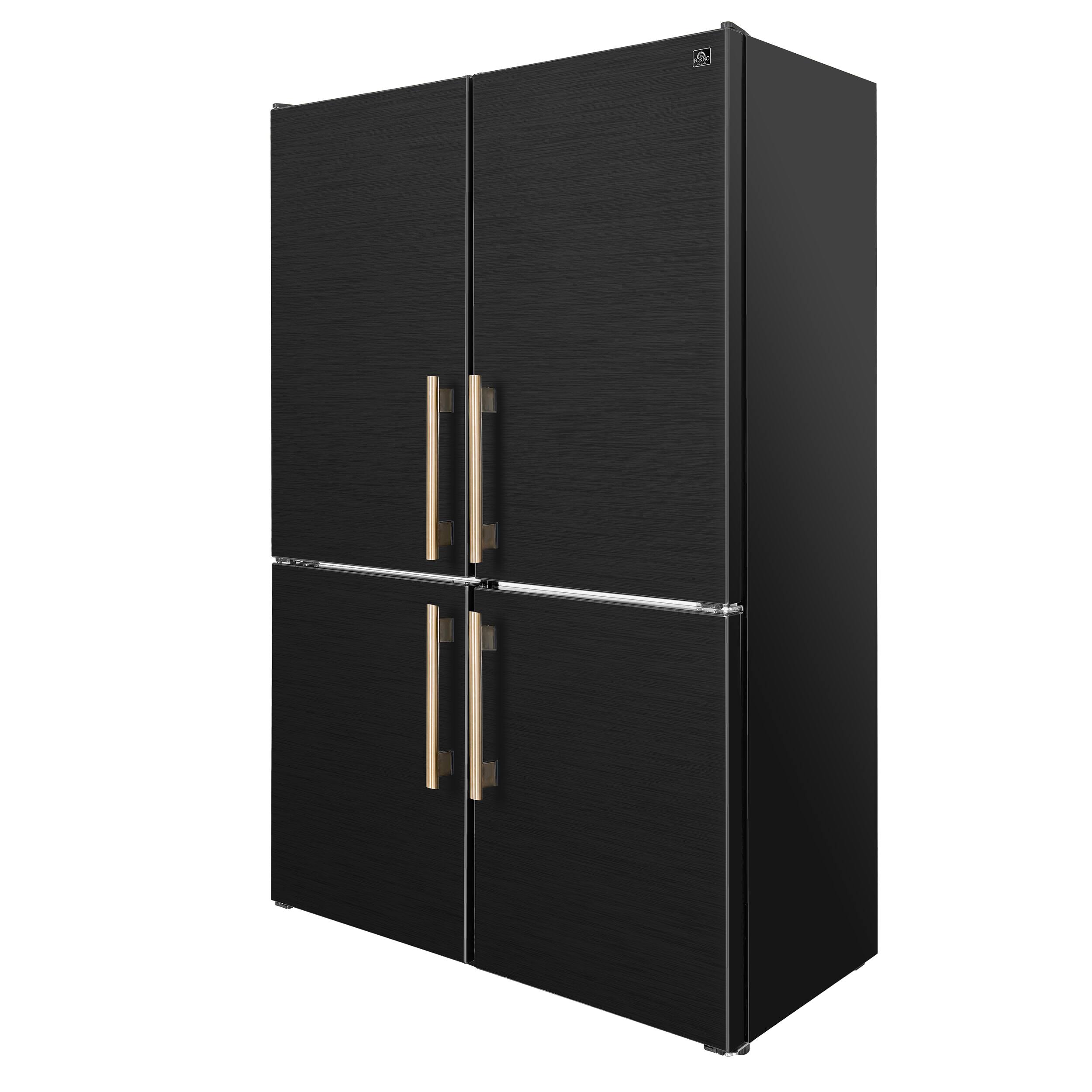 Angle. Forno Appliances - Custodia 20.6 Cu. Ft. 48" Counter-Depth Side-by-Side Refrigerator Pair with Ice Maker and Total No Frost - Black - Black.