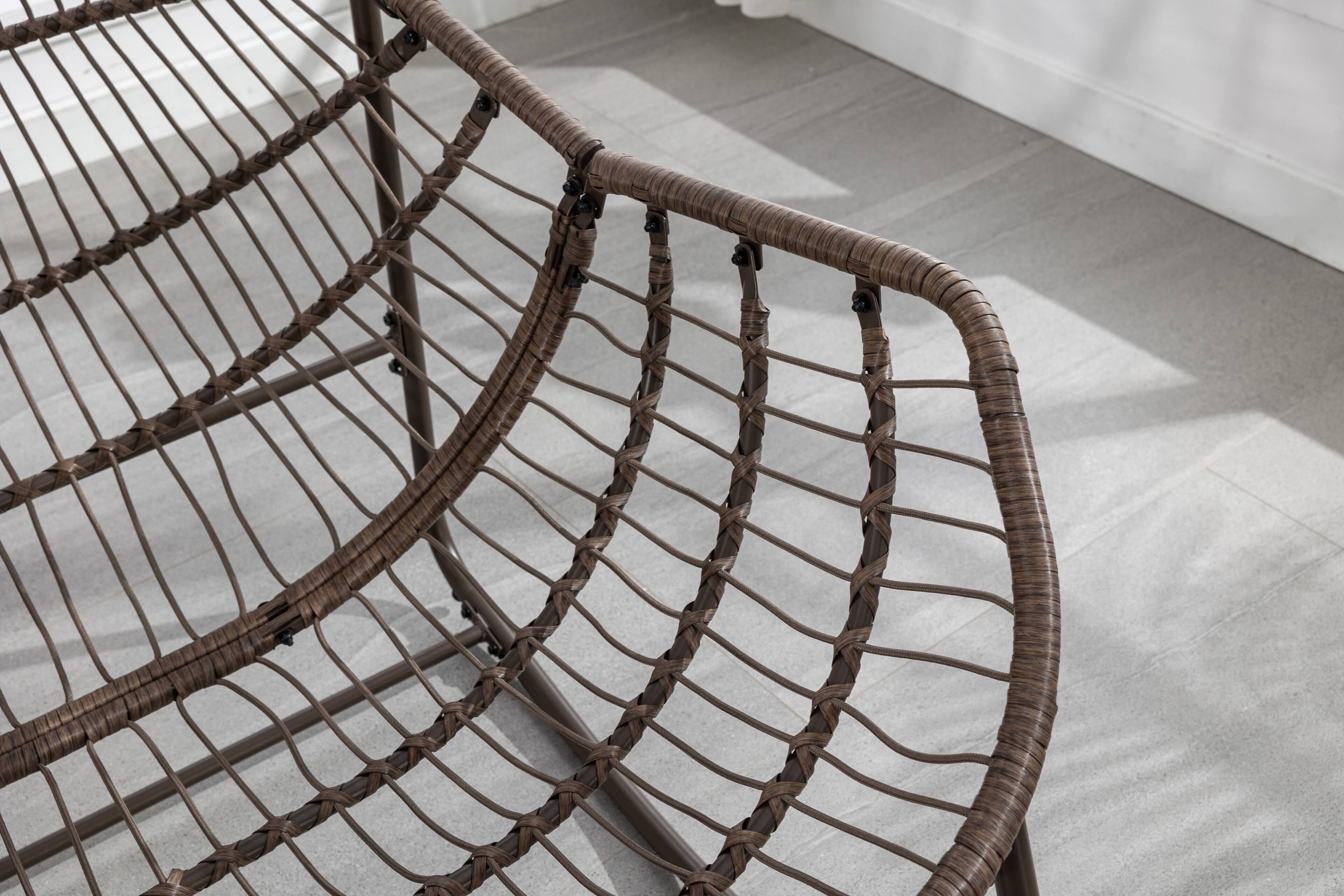 Alt View 8. GOODSILO - Outdoor Rattan Rocking Chair Padded Cushion Rocker Recliner for Porch, Living Room, Patio, Garden - Beige.