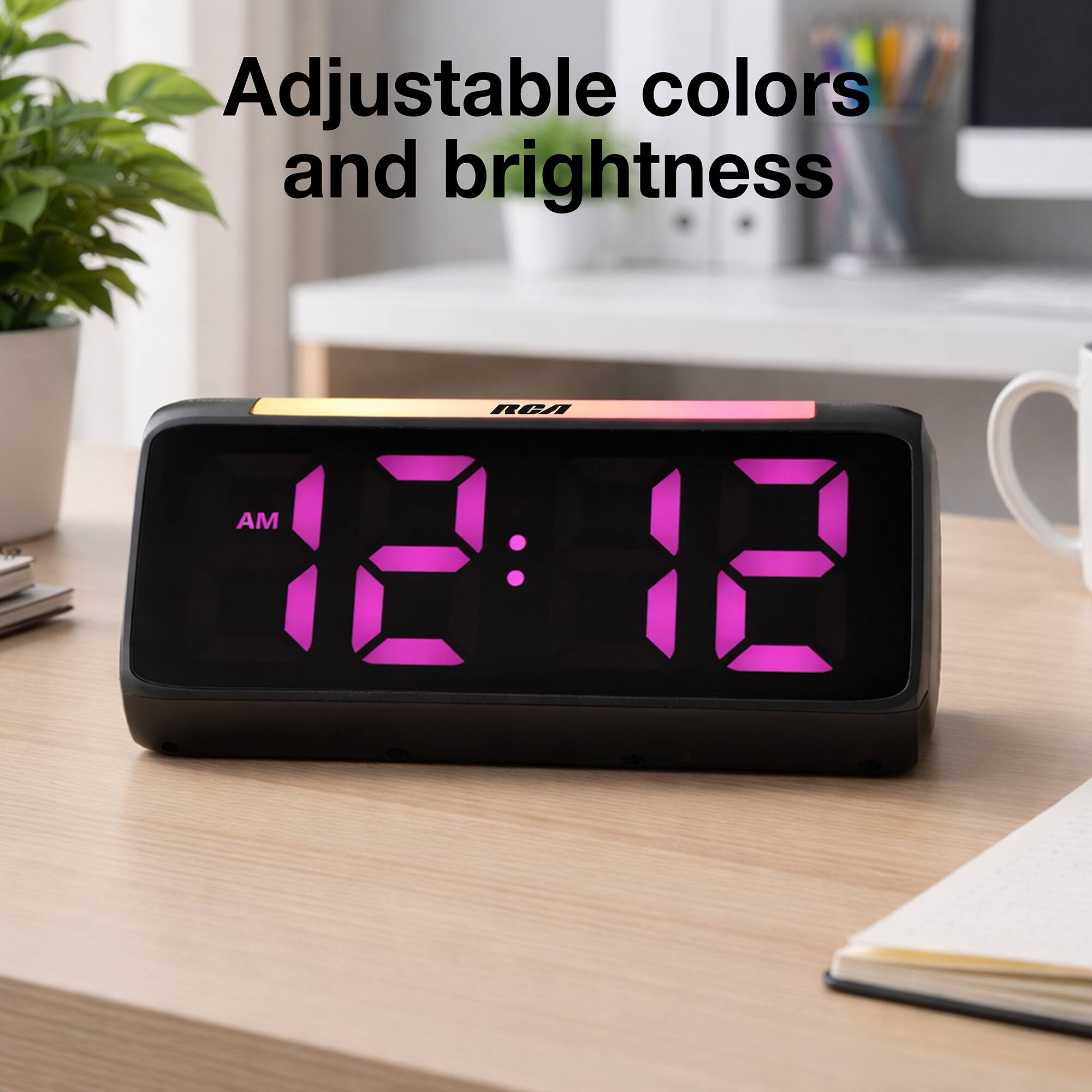 Adjustable colors and brightness

RCA AM 12:12