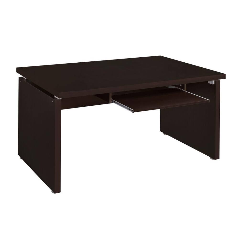 Back. Spaco - Computer Desk with Keyboard Drawer, Sturdy Wooden Office Workstation - Cappuccino.