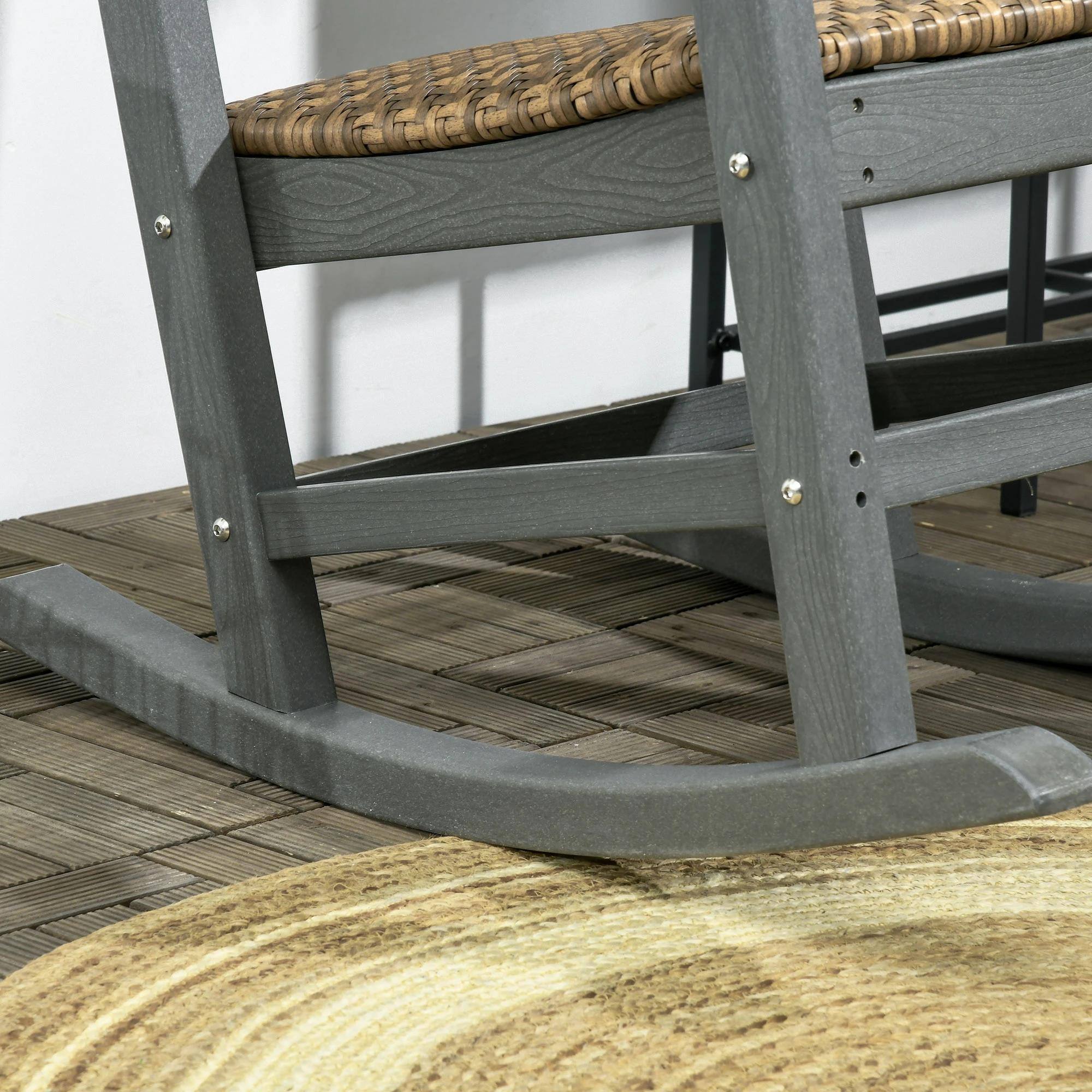 Back. Resenkos - Resenkos Wicker Rocker, Comfortable Padded Seat, Ventilated Back, Durable HDPE Frame, PE Rattan, Dark Gray - Dark Gray.