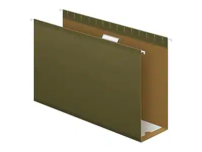 Front. Pendaflex - Reinforced Hanging File Folders, Extra Capacity, 5-Tab, Legal Size, Standard Green, 25/Box (PFX 04153x4) - Green.