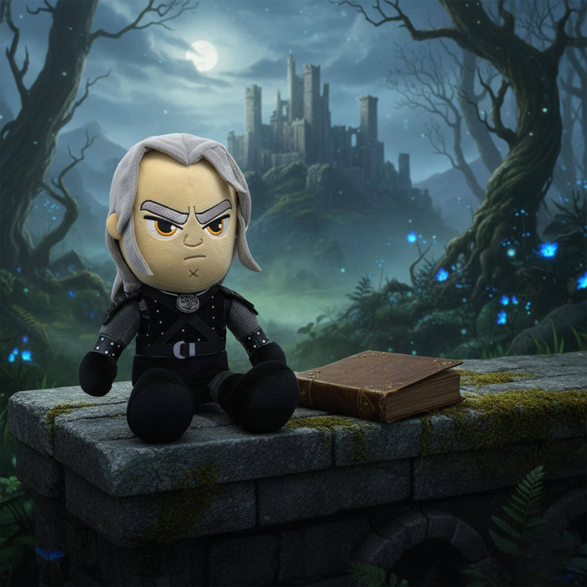 Alt View 3. JINX - The Witcher Grunt & Grumble Geralt 11 Inch Plush with Sound - Black.