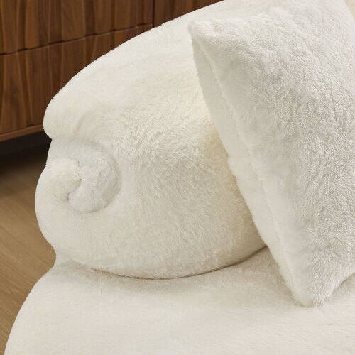 Alt View 1. Anysun - Modern Curved Flannelette Sofa, Multi-Seat Creative Design for Living Room with Pillow Set - White.