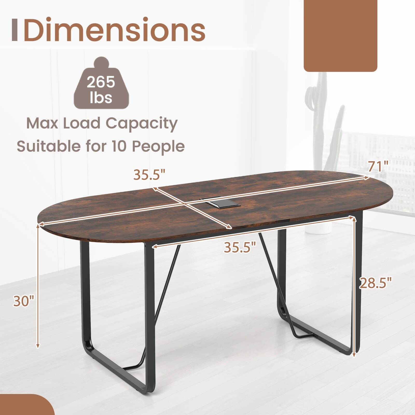 Dimensions  
265 lbs  
Max Load Capacity  
Suitable for 10 People  

35.5"  
71"  
35.5"  
30"  
28.5"