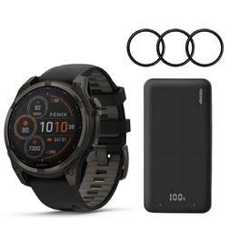 Garmin - Fenix 8 Sapphire Solar 47mm (Black/Pebble Gray) Smartwatch with Screen Protectors and Accessory Bundle - Black - (2025)