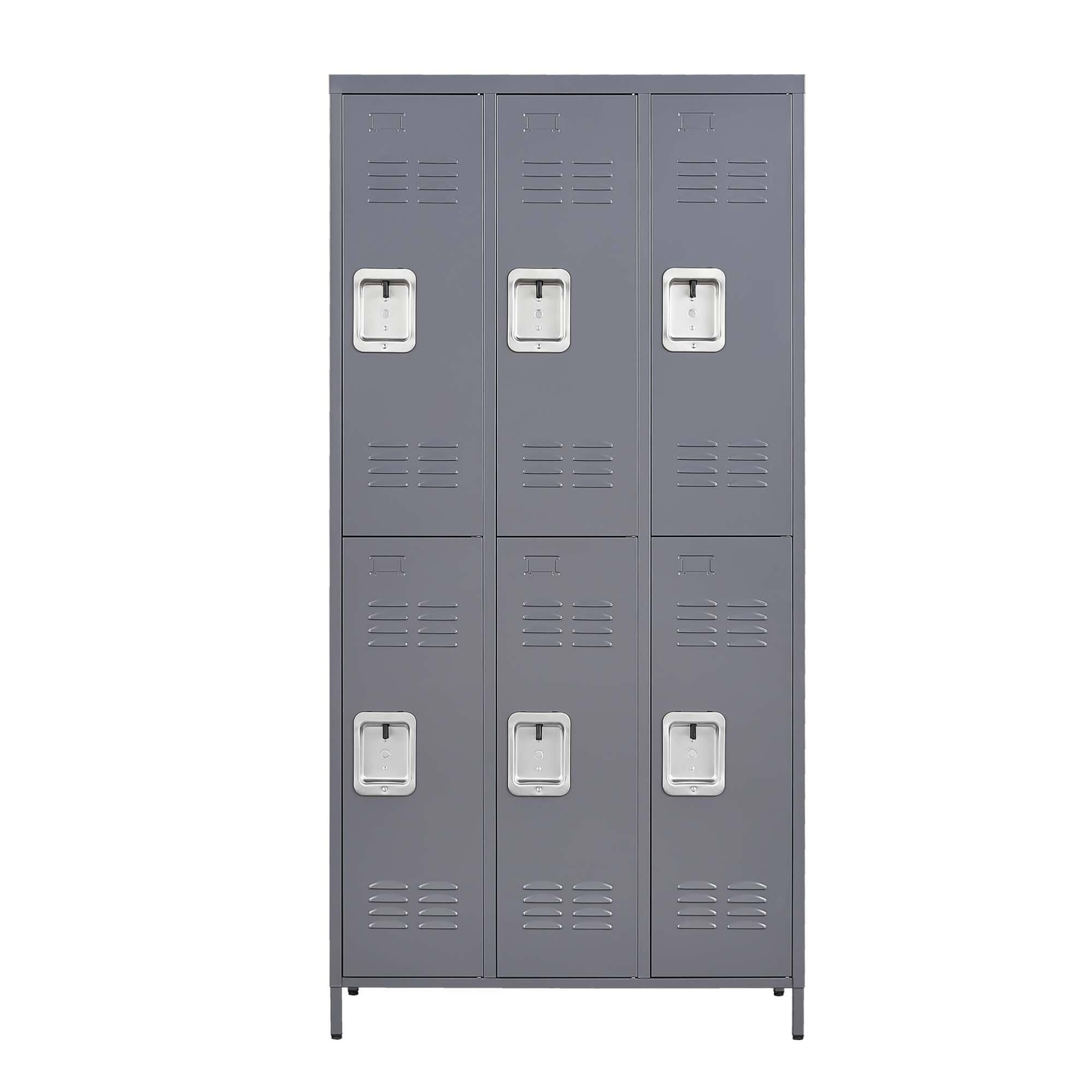Alt View 6. GOODSILO - 6-Door Full-Height Steel Storage Locker Cabinet with Key Locks for Secure Organization - Gray.