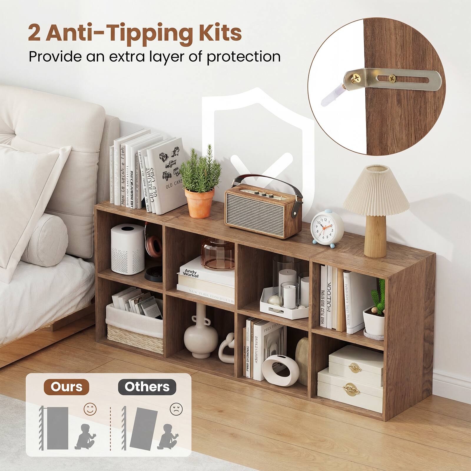 2 Anti-Tipping Kits  
Provide an extra layer of protection  

Ours  
Others