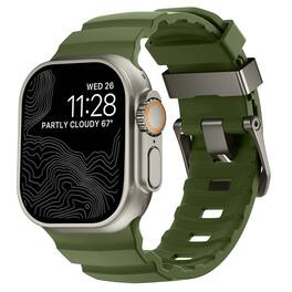 Dteck - Sport Band for Apple Watch Ultra 49mm/Series 11 10 9 8 7 6 5 4 SE 44/45/46mm, Durable Silicone Strap with Metal Hardware - Armygreen-Titanium Buckle