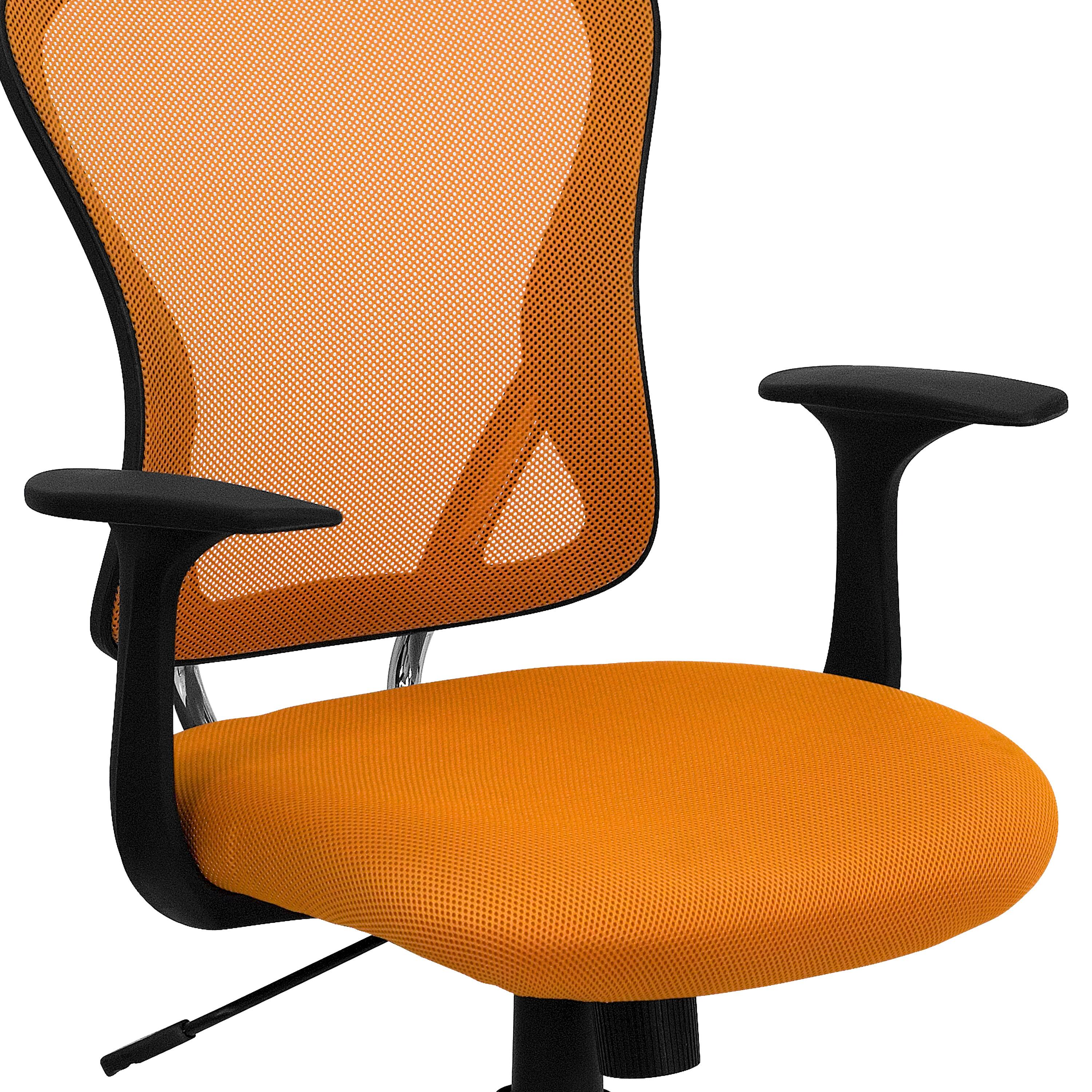 Alt View 8. Emma + Oliver - Mid-Back Mesh Swivel Task Office Chair with Chrome Base and Arms - Orange.