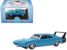 1969 Dodge Charger Daytona Bright Tail Stripe 1/87 (HO) Scale Diecast Model Car by Oxford Diecast - Blue With Black