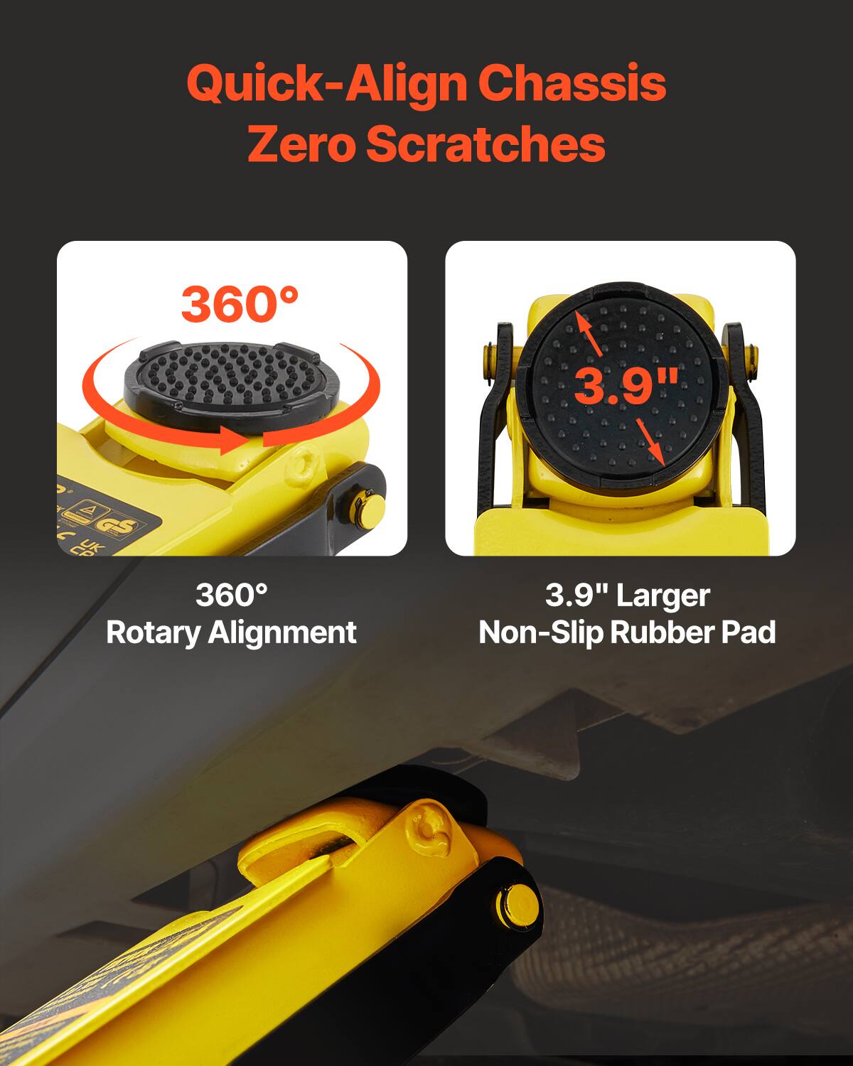 Quick-Align Chassis Zero Scratches  
360° Rotary Alignment  
3.9" Larger Non-Slip Rubber Pad