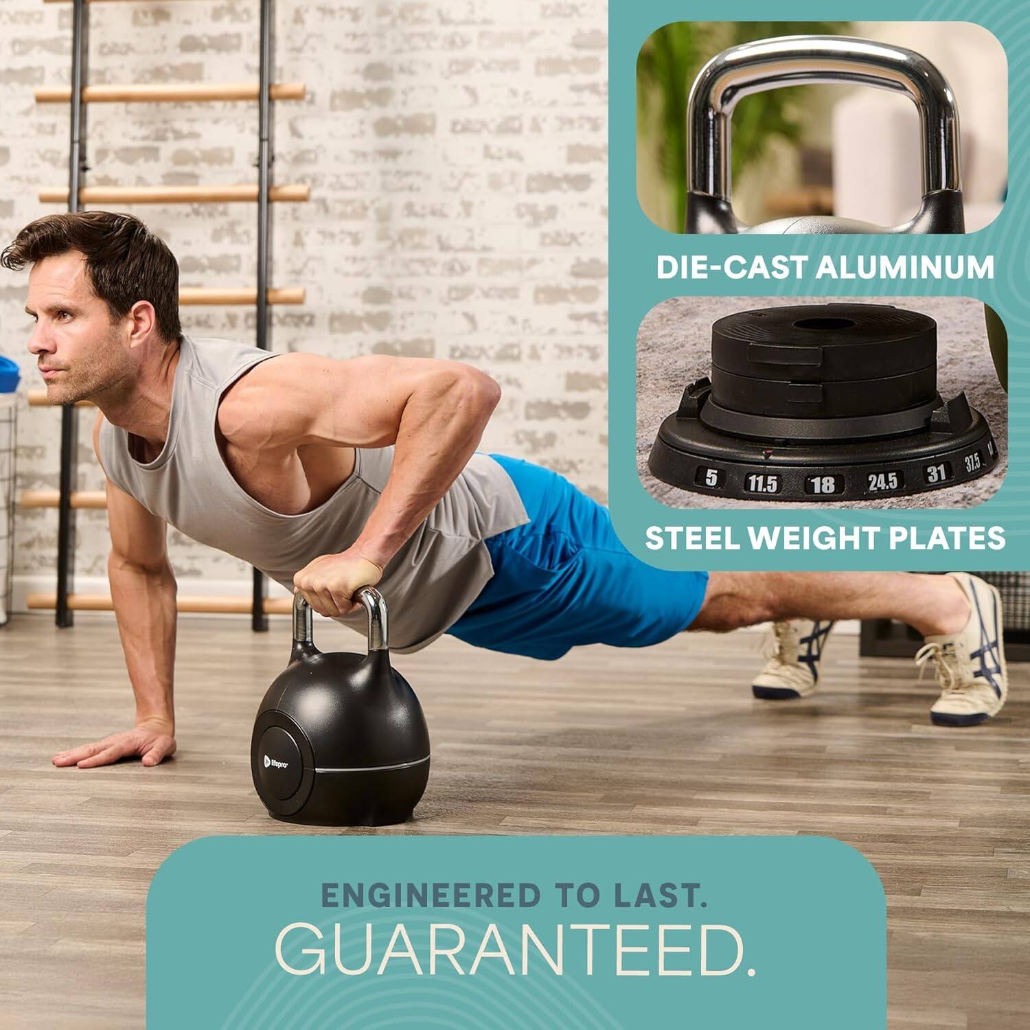 DIE-CAST ALUMINUM  
STEEL WEIGHT PLATES - ENGINEERED TO LAST. GUARANTEED.