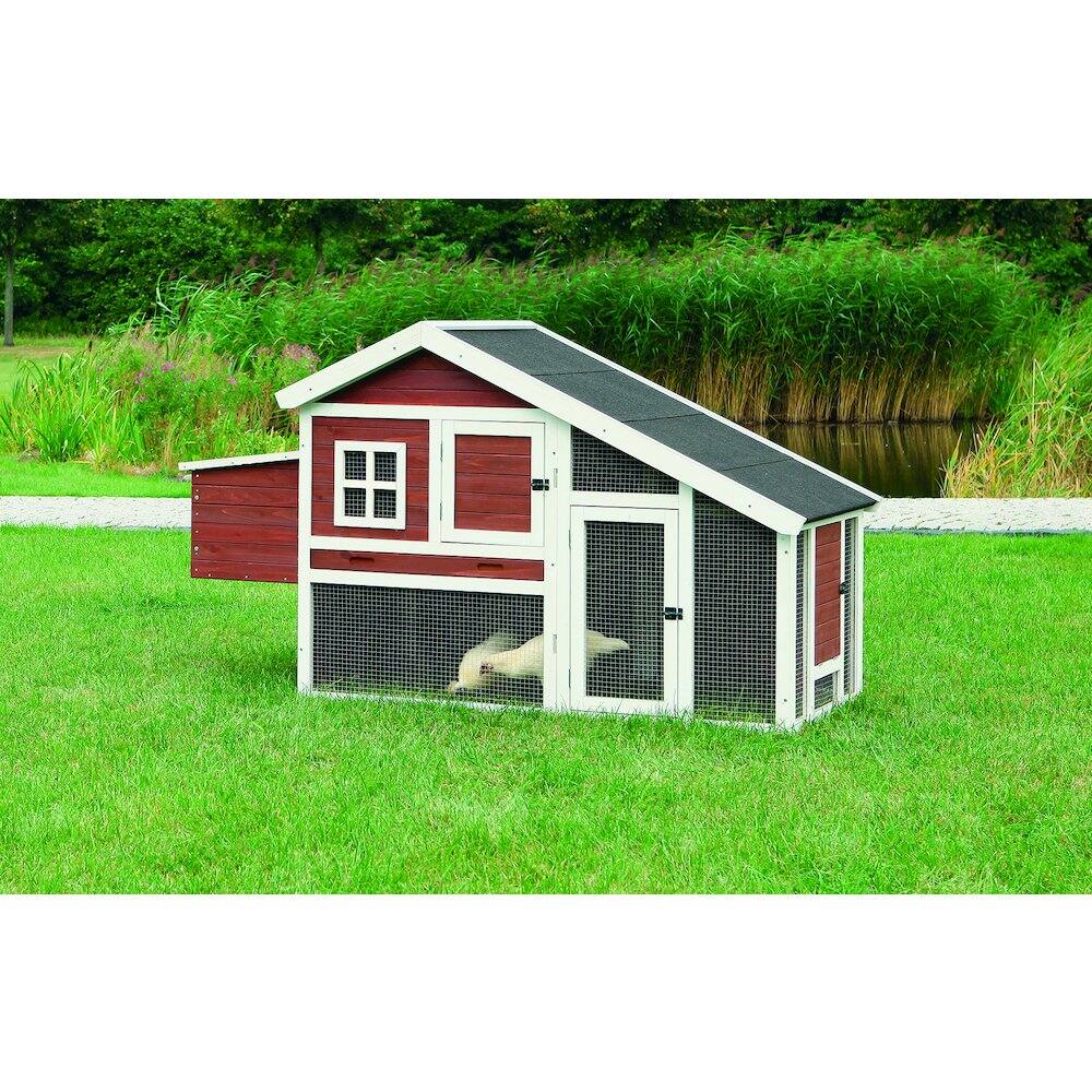Angle. TRIXIE - Weatherproof Wooded Backyard Chicken Coop, 2 Nesting Box Auburn - Auburn/White.