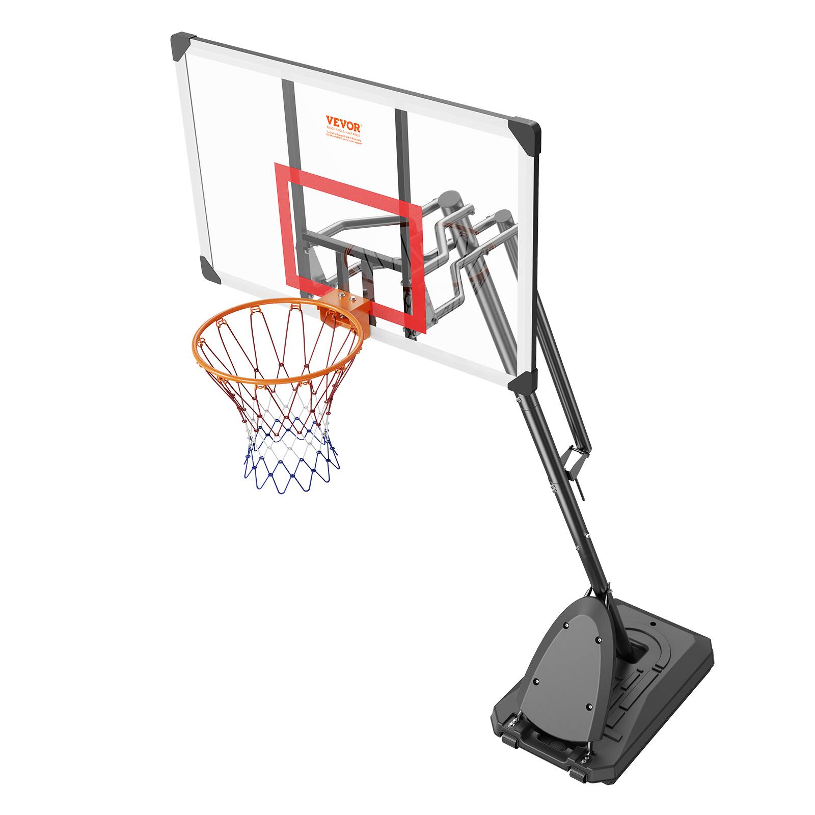 Alt View 5. VEVOR - Basketball Hoop, 7.6-10 ft Adjustable Height Portable Backboard System, 50 inch Basketball Hoop & Goal - Black, Transparent.