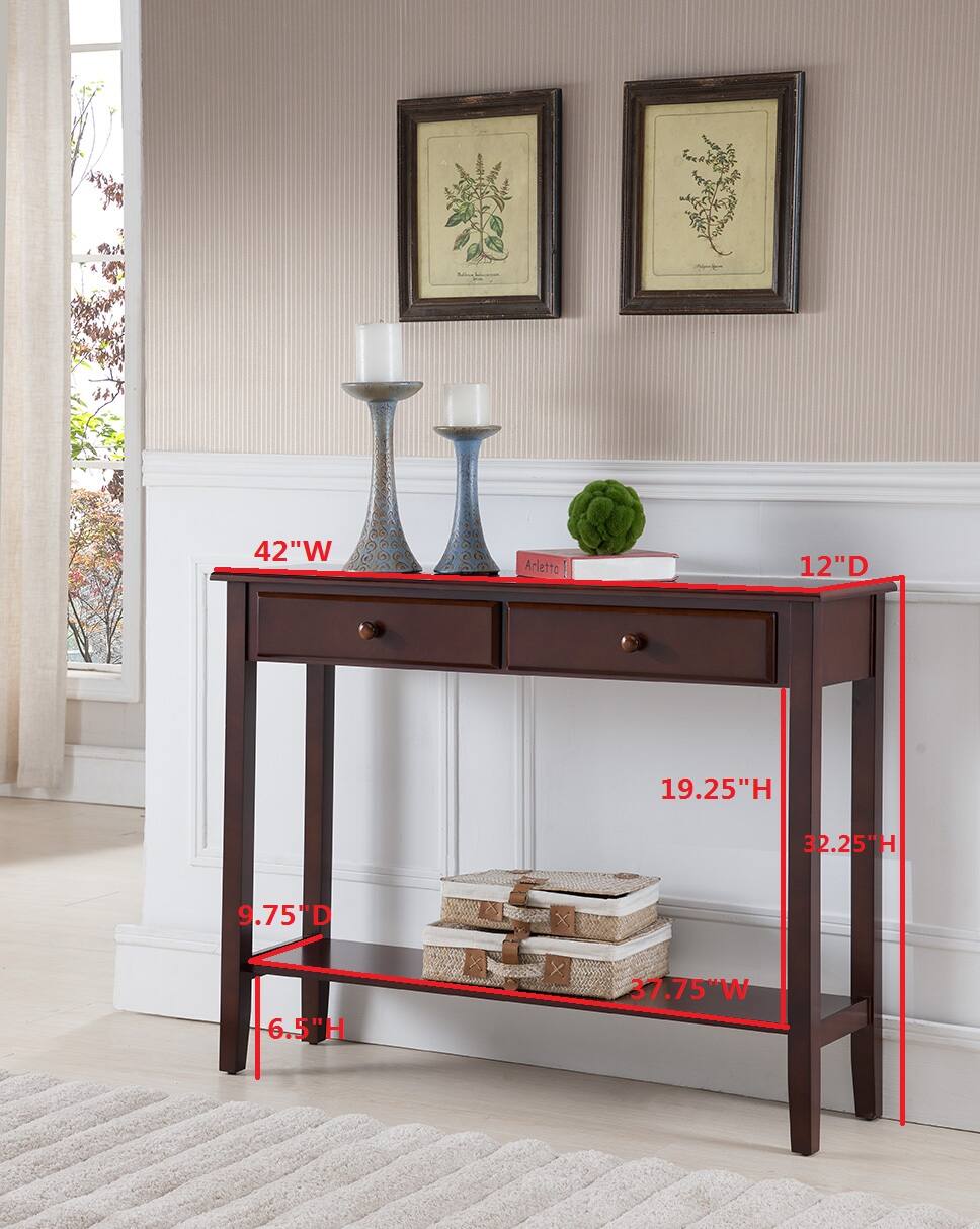 42"W x 12"D x 19.25"H x 32.25"H x 9.75"D x 6.5"H x 37.75"W