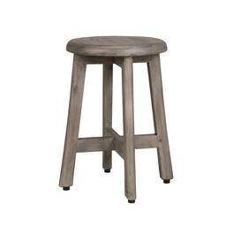 CoastalVogue - DecoTeak® Shoji® 18" Teak Wood Shower Stool with 12" Round Seat Finish - Antique Gray