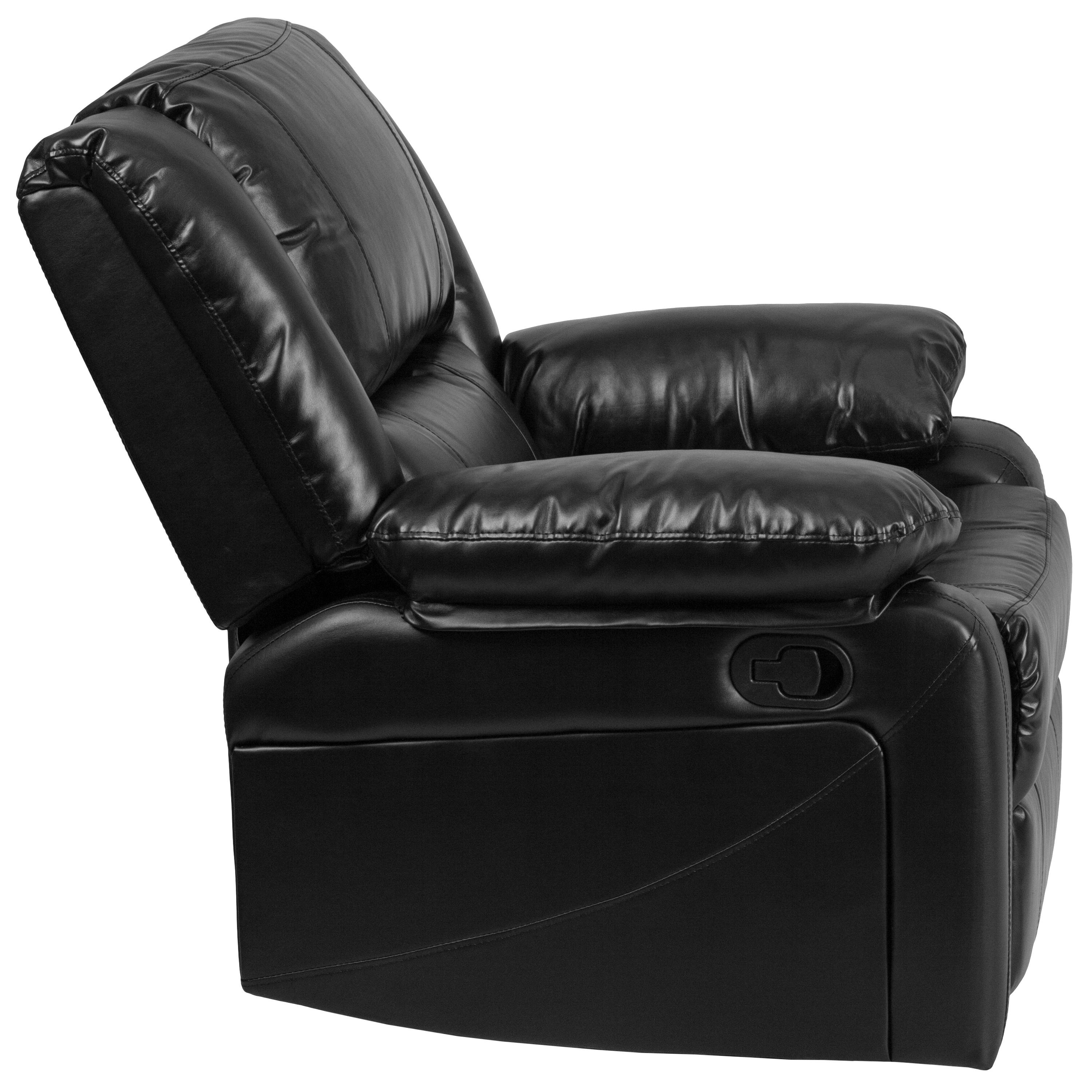 Alt View 5. Emma + Oliver - Recliner with Bustle Back and Padded Arms - Black LeatherSoft.