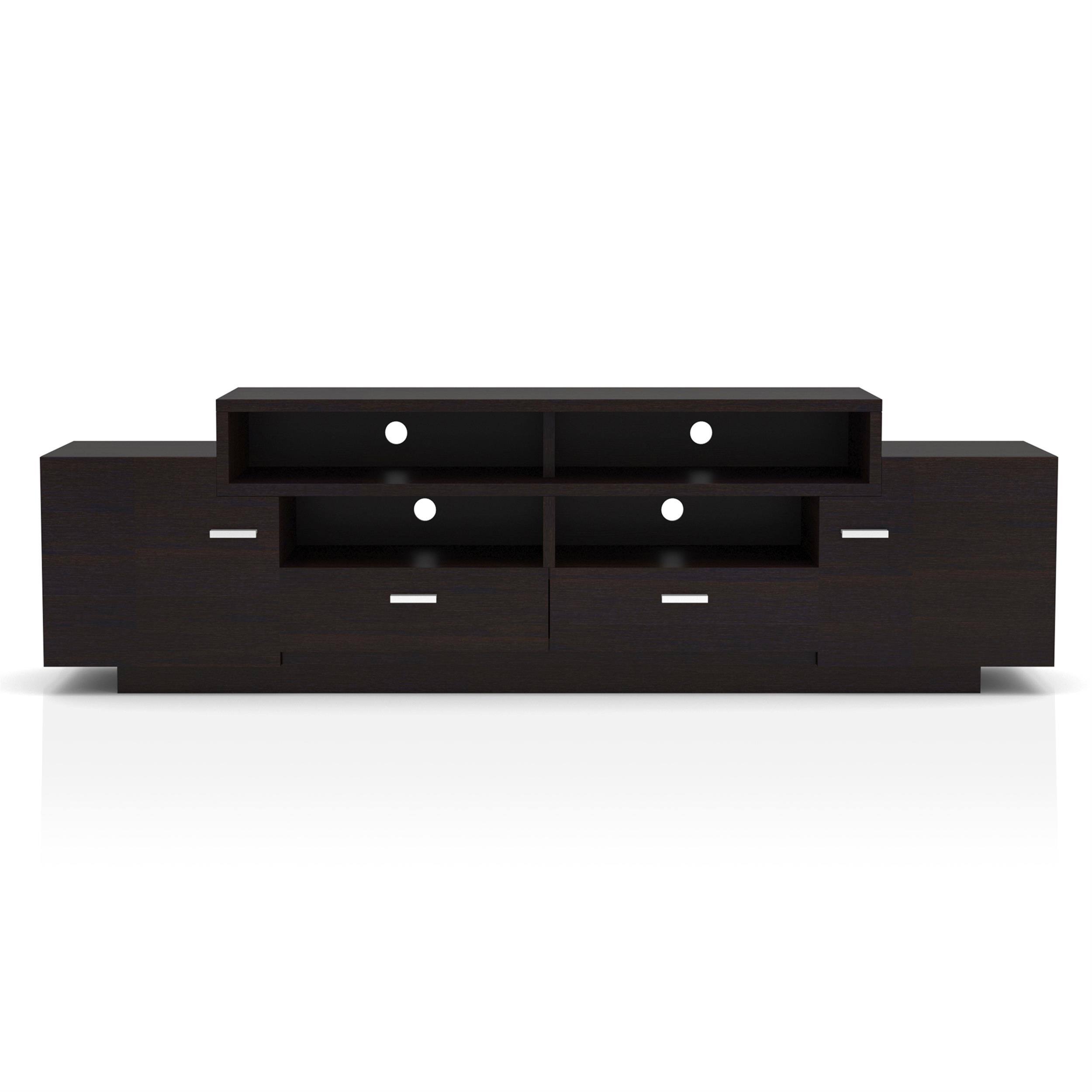 Front. Furniture of America - Braswell 72-Inch Multi-Storage TV Stand - Cappuccino.
