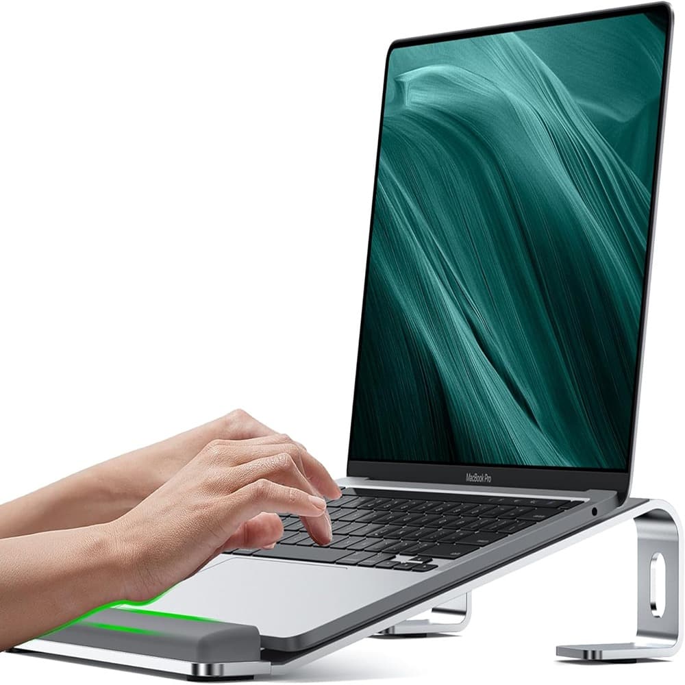 ACJPR - Compact Laptop Riser, Ergonomic Screen Elevation, Improves Posture - Silver