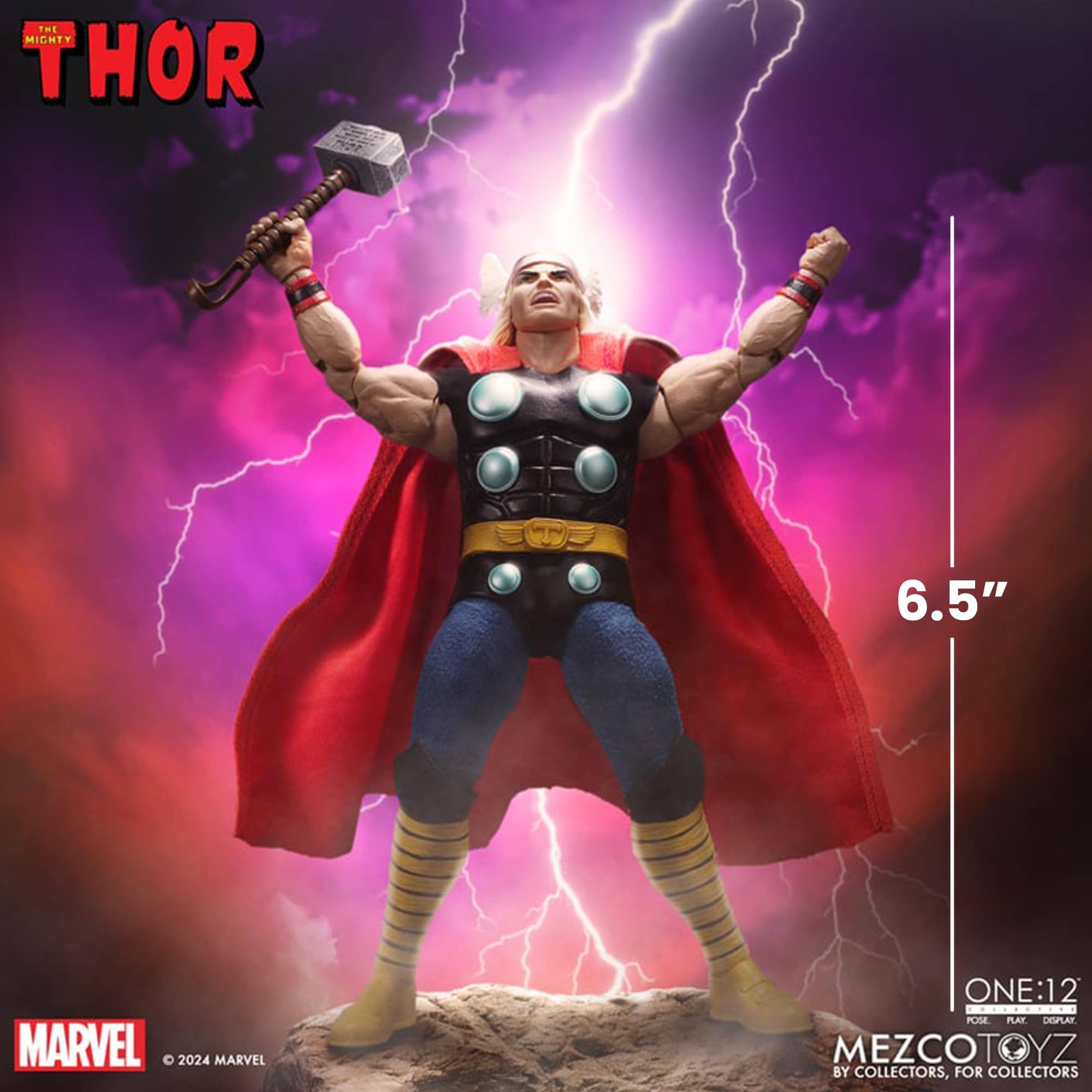 The Mighty Thor 6.5" Marvel 2024 Marvel One:12 12 Pose Play Display MezcoToyz by Collectors, for Collectors