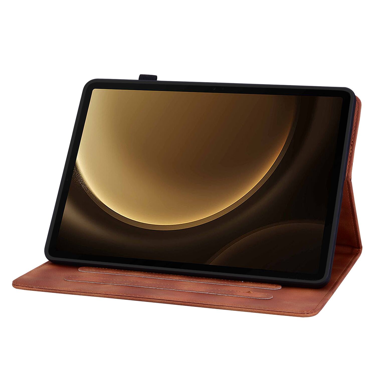 Alt View 1. Dteck - Case for Samsung Galaxy Tab S9+/S9 Plus 12.4" 2023 (SM-X810),Embossed Pattern PU Leather Flip Card Holder Stand Cover - Brown.