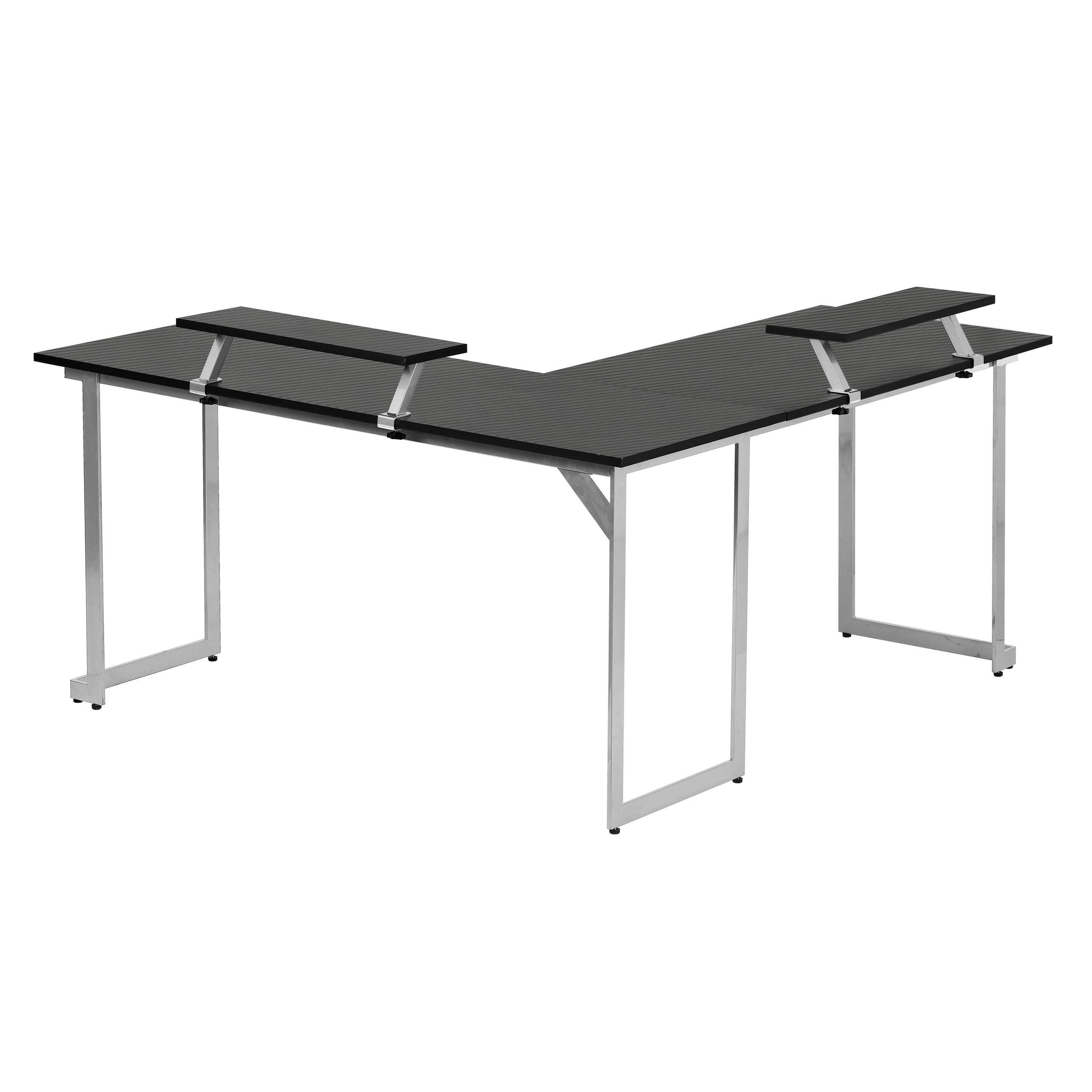 Back. Techni Sport - Techni Sport L-Shaped Gaming Desk with Dual Monitor Stands, Black - Black.