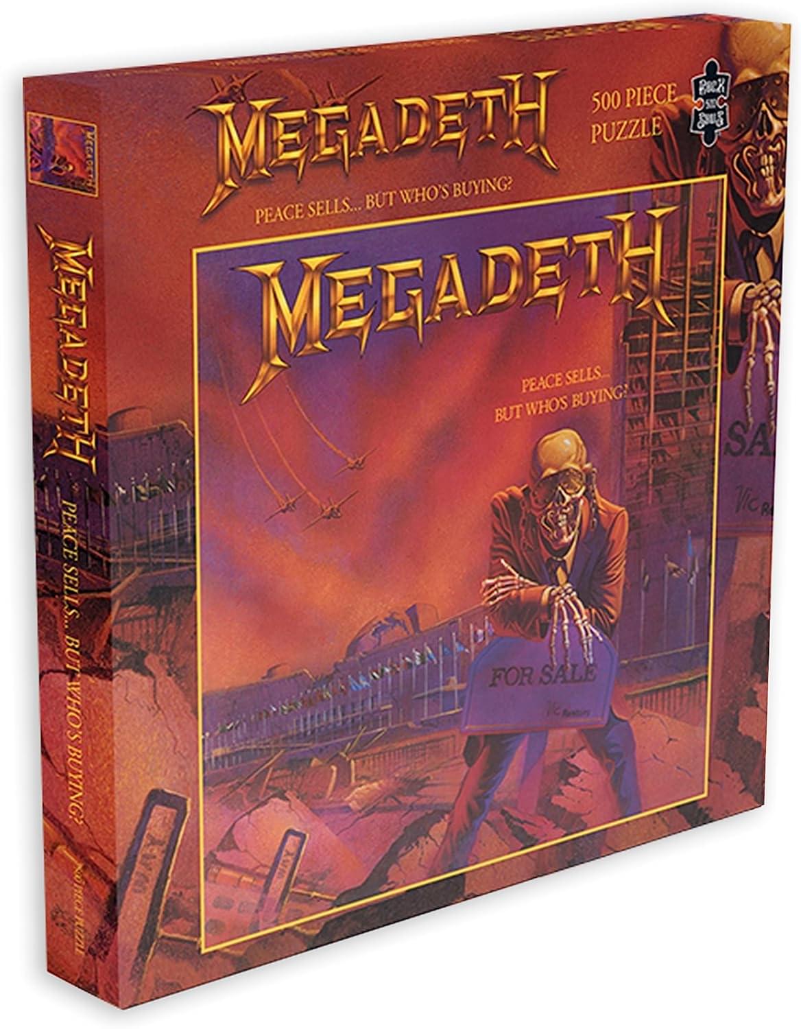 MEGADETH  
PEACE SELLS... BUT WHO'S BUYING?  

500 PIECE PUZZLE  

MEGADETH  
PEACE SELLS... BUT WHO'S BUYING?  

FOR SALE