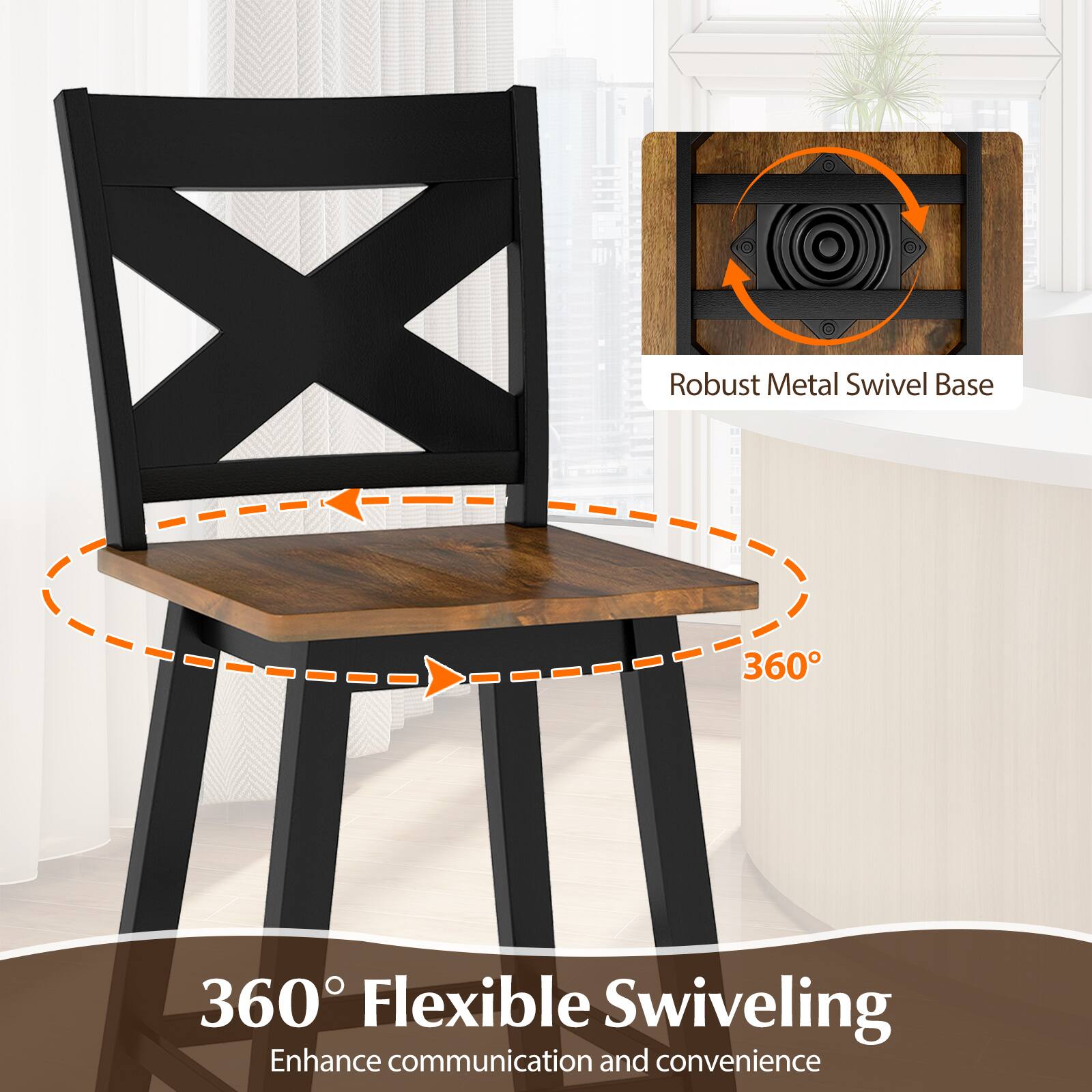 Robust Metal Swivel Base

360° Flexible Swiveling
Enhance communication and convenience