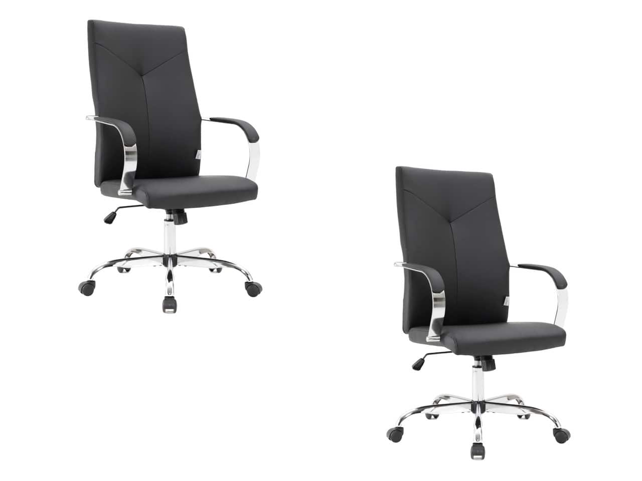Front. LeisureMod - Set of 2 Sonora Ergonomic High-Back Leather Office Desk Chair with Swivel and Tilt for  Conference Room or Home Office - Black.