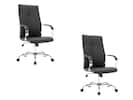 Front. LeisureMod - Set of 2 Sonora Ergonomic High-Back Leather Office Desk Chair with Swivel and Tilt for Conference Room or Home Office - Black.