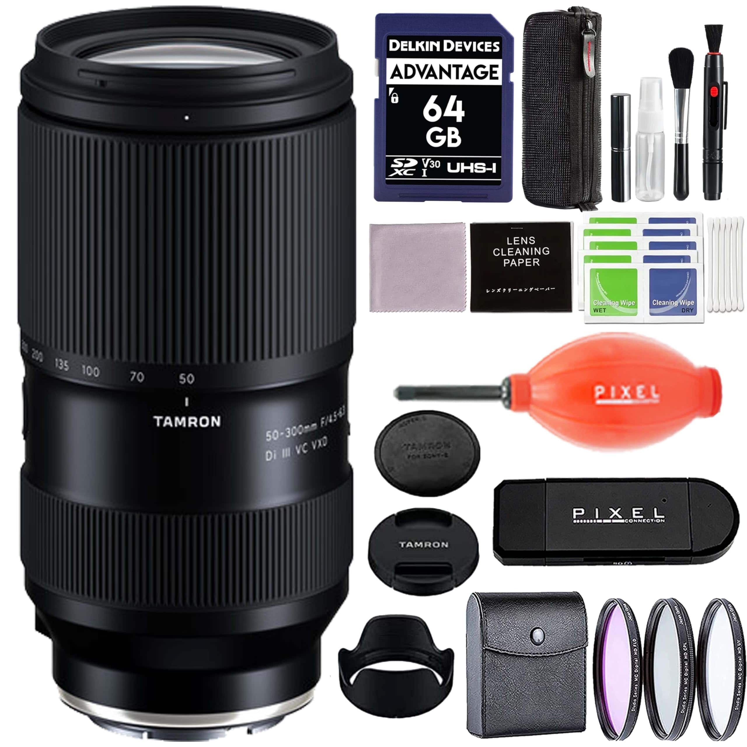 Tamron - 50-300mm F/4.5-6.3 Di III VC VXD for Sony E Mount with Advanced Accessories & Travel Bundle | AFA069S700 - Black