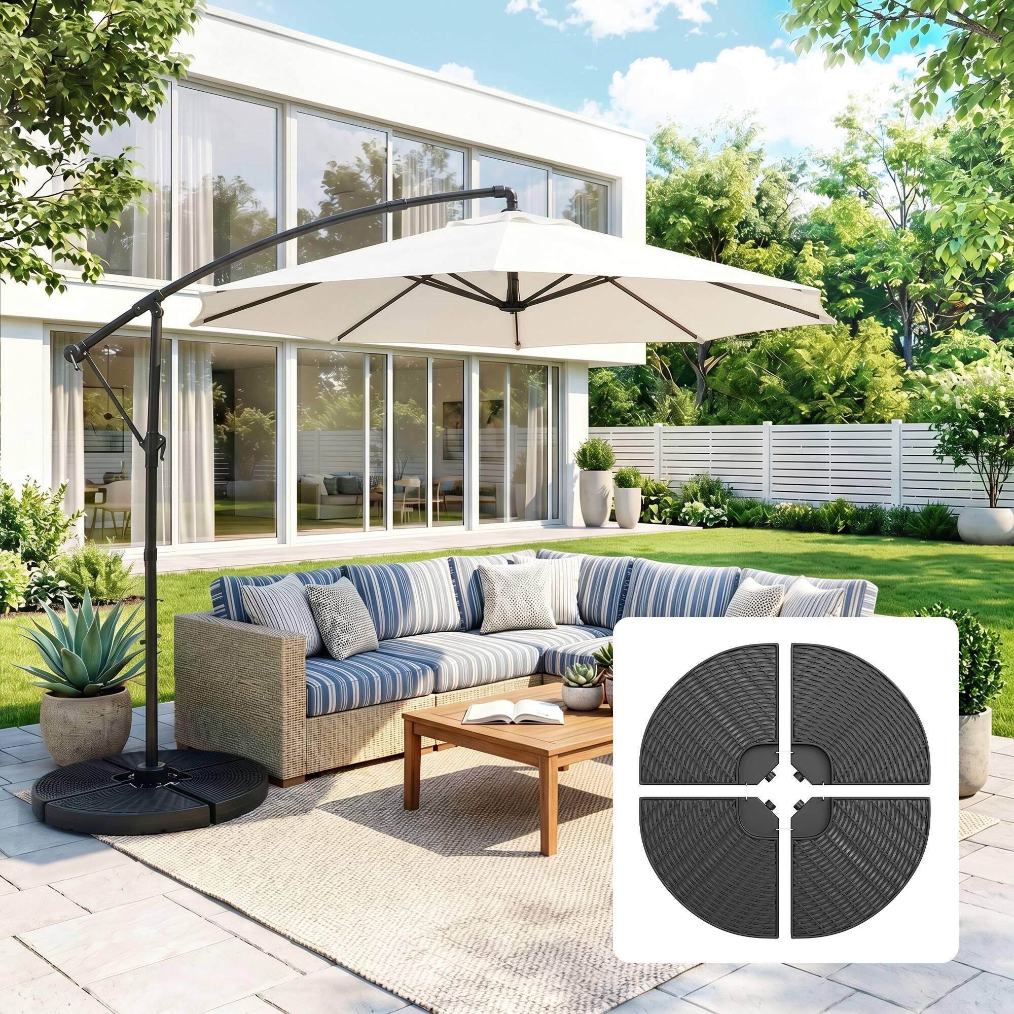 Alt View 1. Outsunny - HDPE Material Patio Umbrella Base Weights Sand Filled up to 150 Lb. for Any Offset Umbrella Base | 4-Piece - Black.