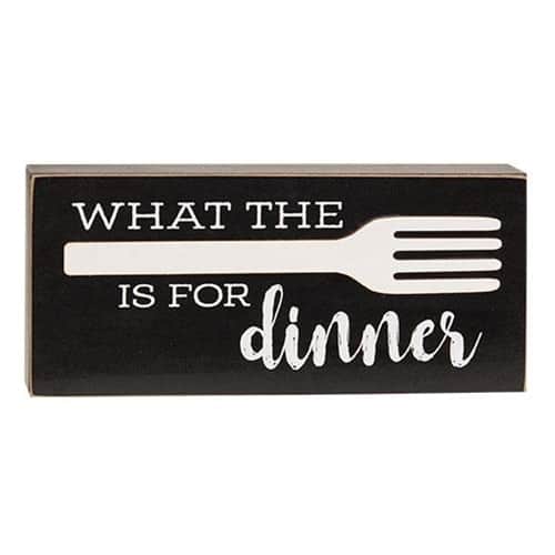 BreeBe - What the Fork is For Dinner Box Sign - Black, White