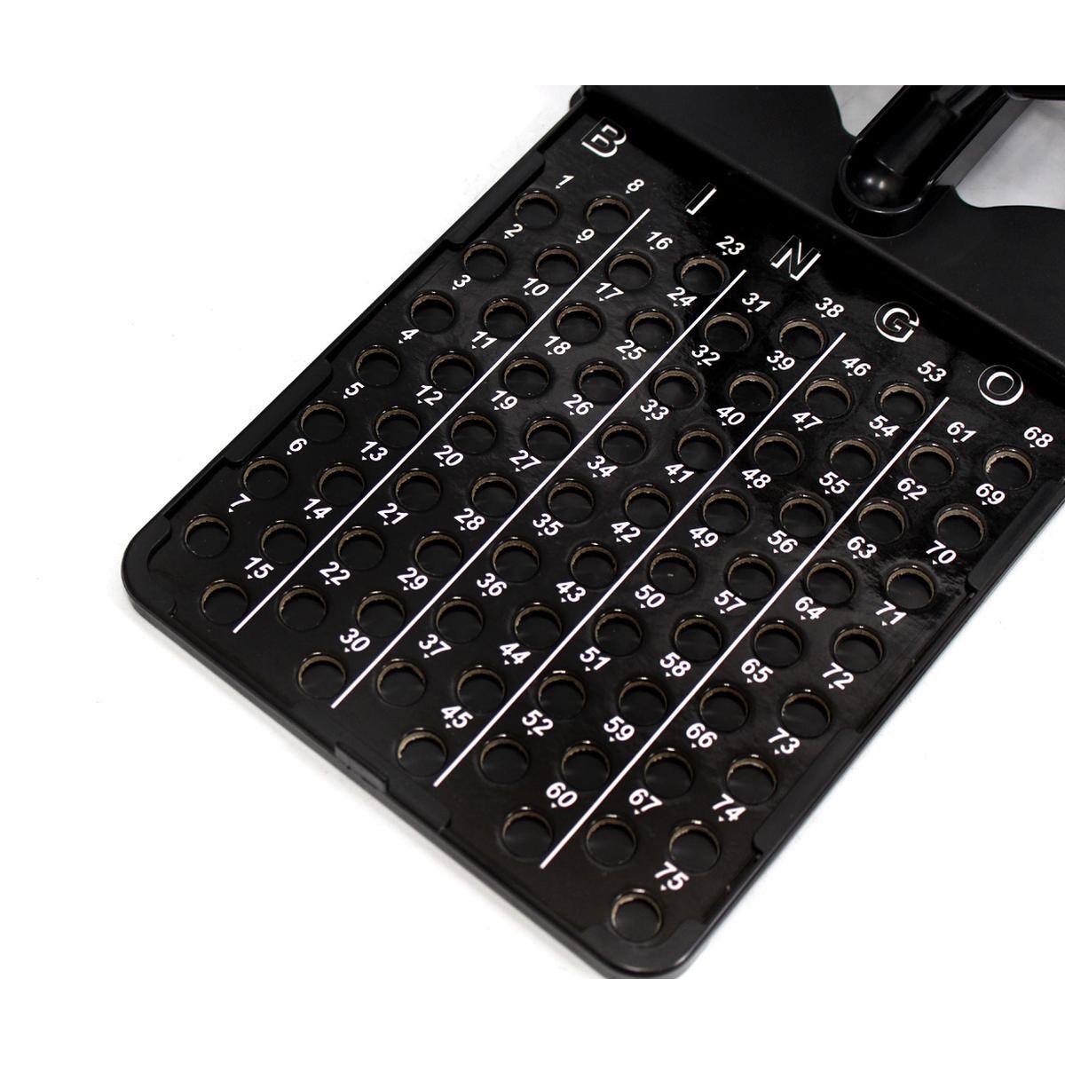 Back. JuzToys - Bingo Game for kids, Party Game Play Includes Round Cage 75 Number Balls 20 Cards Bingo Game Set (Classic) - Black.