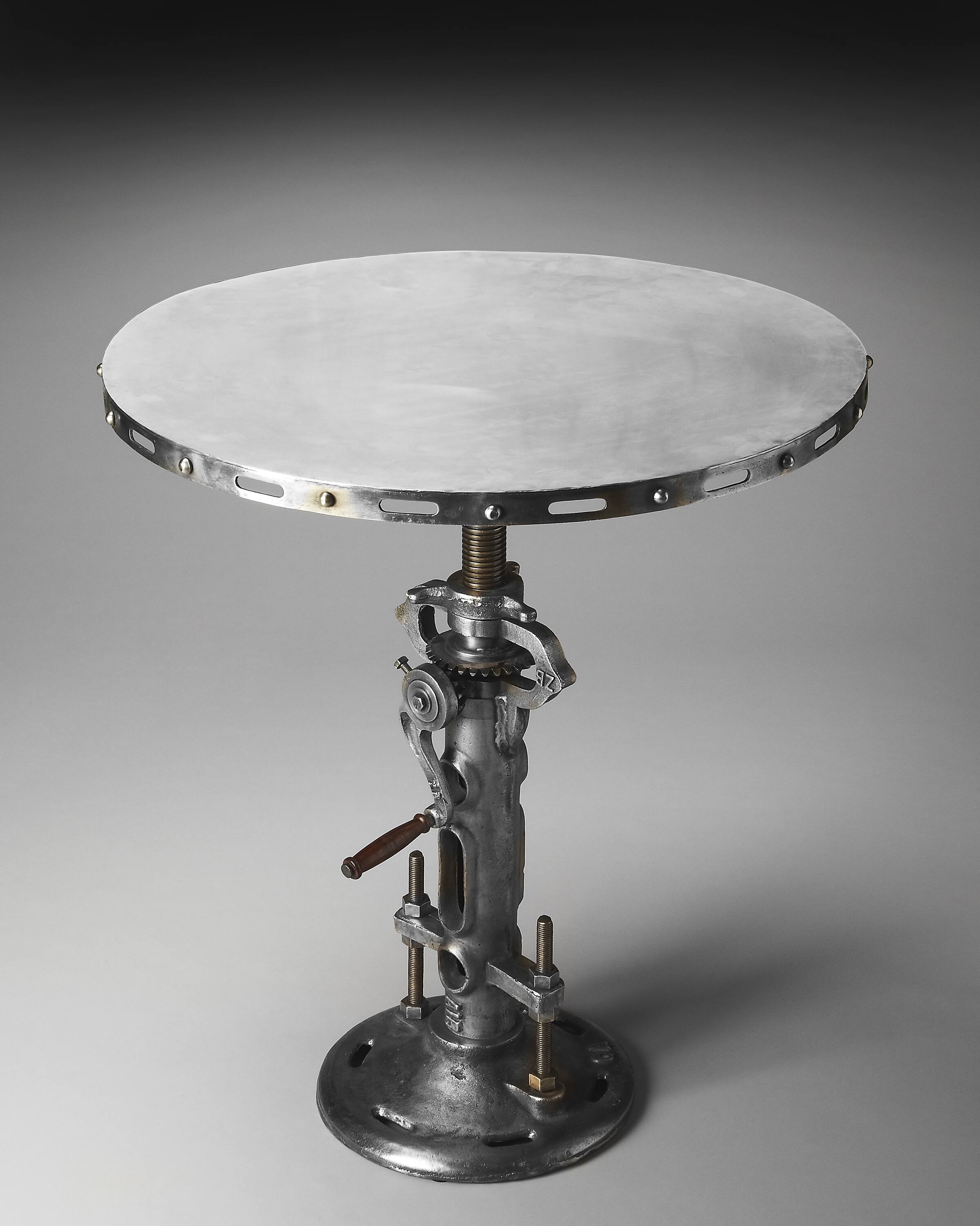 Alt View 1. Butler Specialty - Fenwick 31.5 in. W Round Metal Adjustable Height Industrial Hall/Pub Table - Silver.